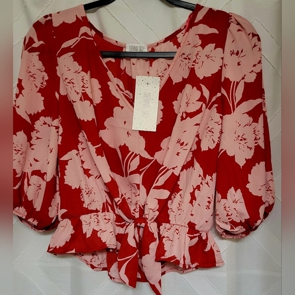 NWT PUFF SLEEVES SIENNA SKY TOP SIZE M - Picture 1 of 5